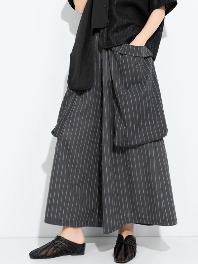 Pinstripe Volume Trousers – Casual Minimal Goth