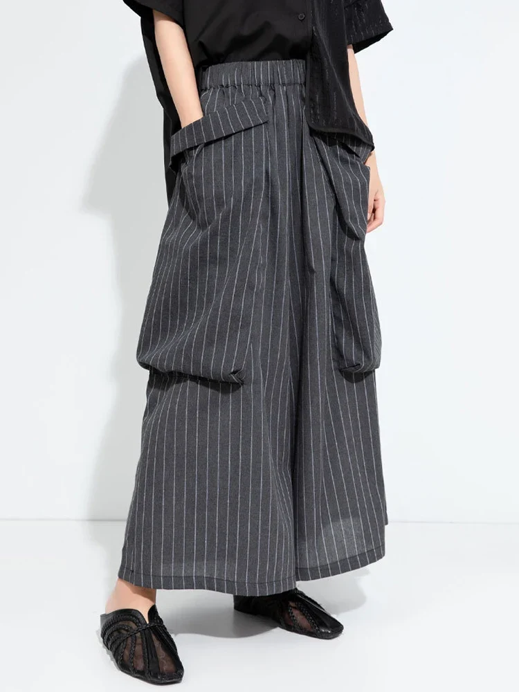 Pinstripe Volume Trousers – Casual Minimal Goth