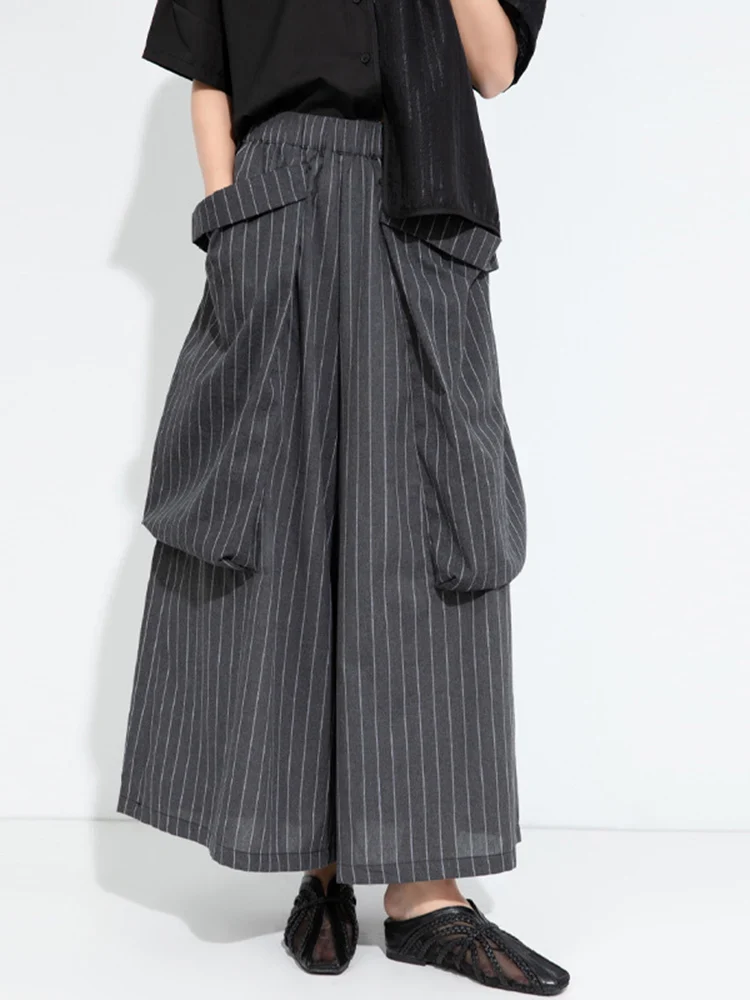 Pinstripe Volume Trousers – Casual Minimal Goth