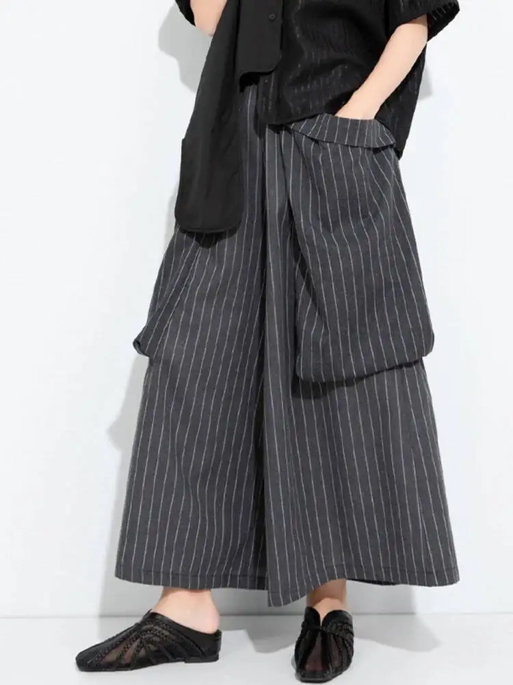 Pinstripe Volume Trousers – Casual Minimal Goth