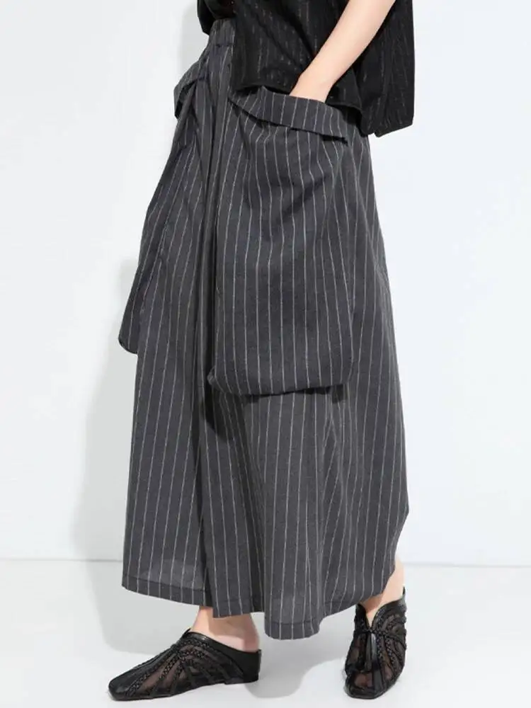 Pinstripe Volume Trousers – Casual Minimal Goth