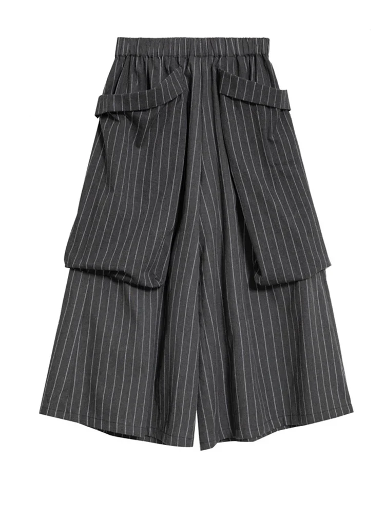 Pinstripe Volume Trousers – Casual Minimal Goth