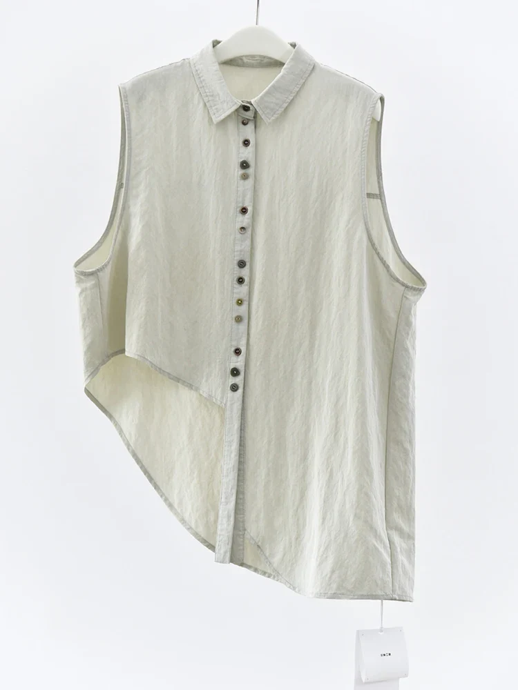 Natural Asymmetrical Button Vest