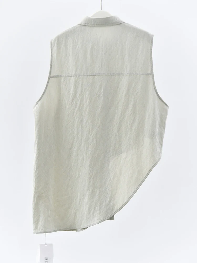 Natural Asymmetrical Button Vest