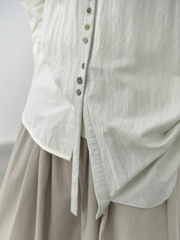 Natural Asymmetrical Button Vest