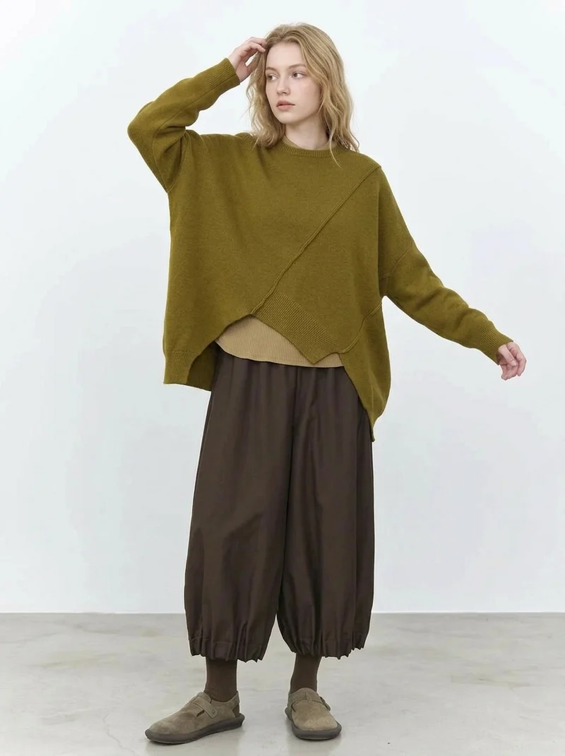 Mustard Asymmetrical Oversized Sweater