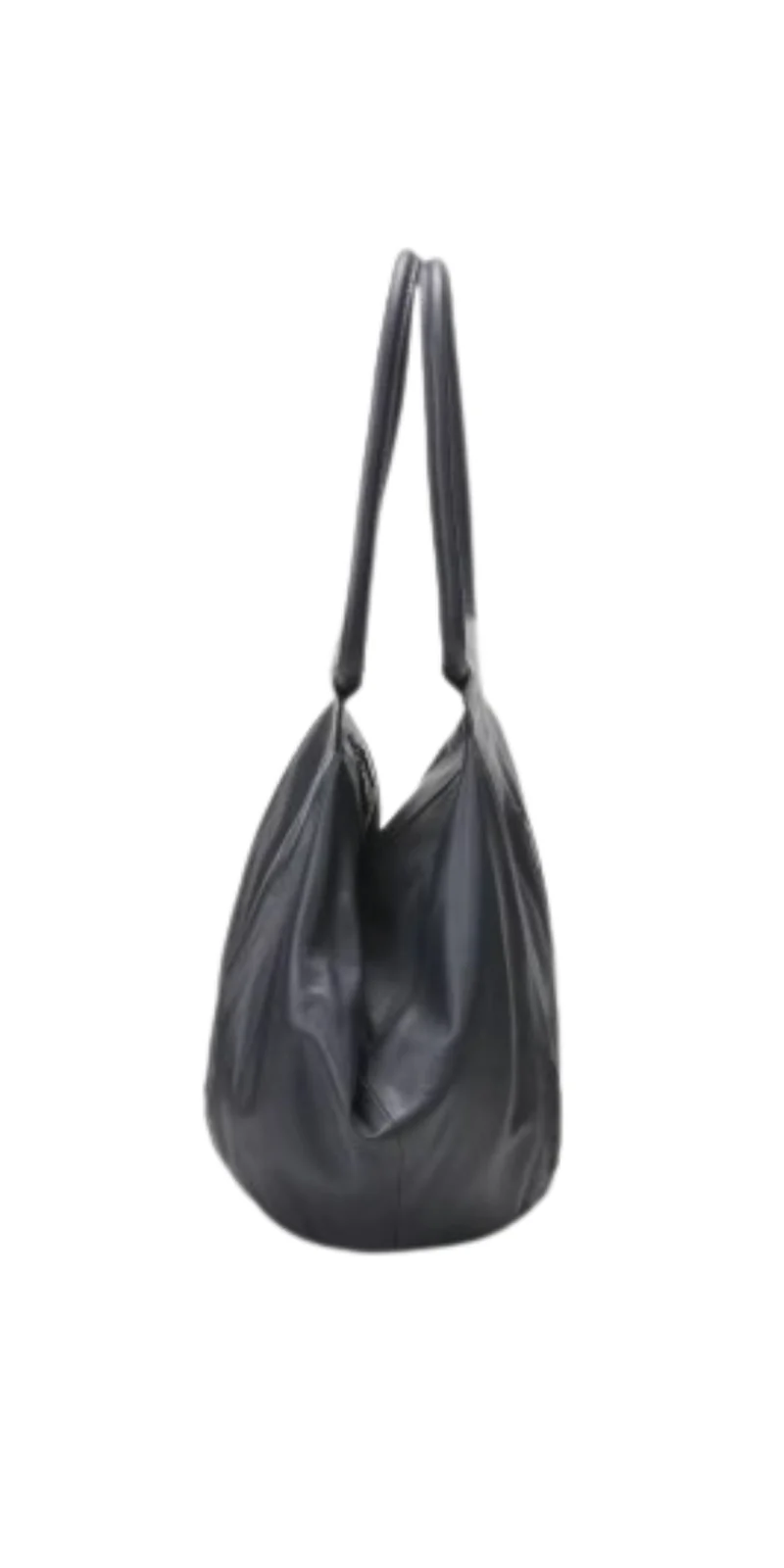 Oversized Genuine Leather Tote Bag – Funky Zip Detail & Round Handles