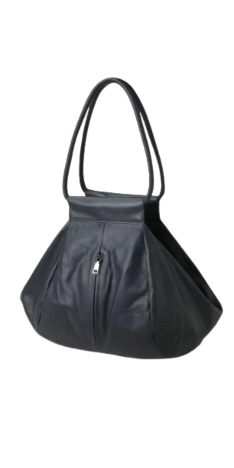 Oversized Genuine Leather Tote Bag – Funky Zip Detail & Round Handles