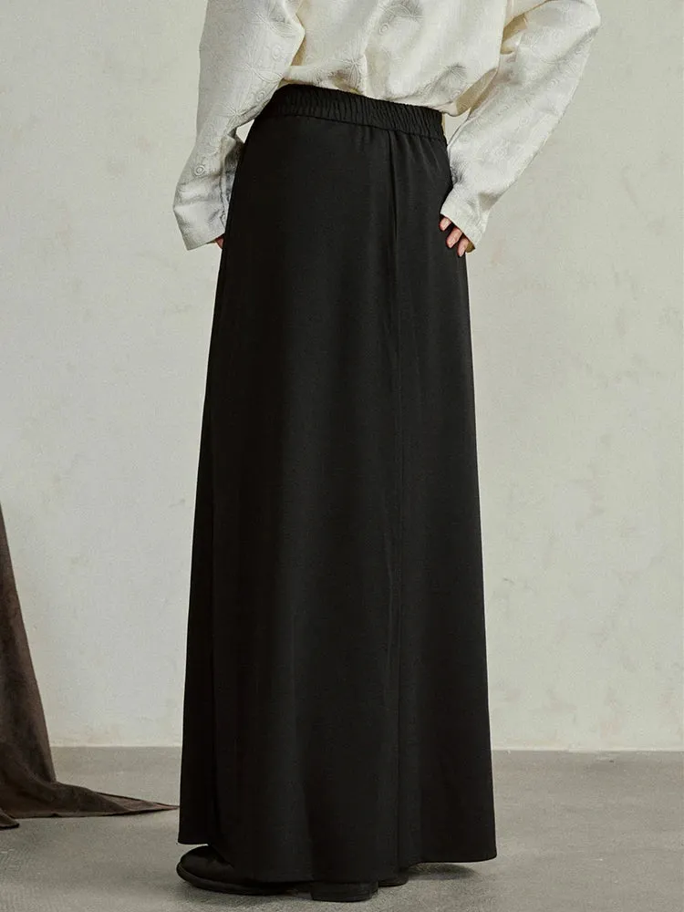 Simple Moderne Black Layered Wide-Leg Trousers – Structured Asymmetrical Panels