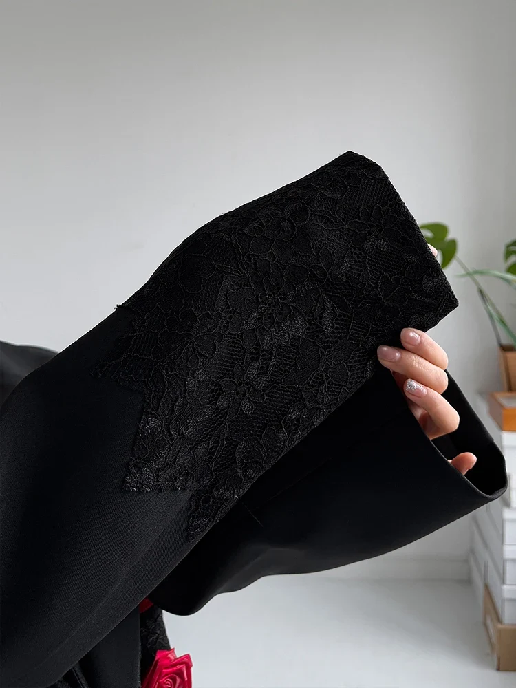 Rose Appliqué Blazer – Gothic Tailoring Statement