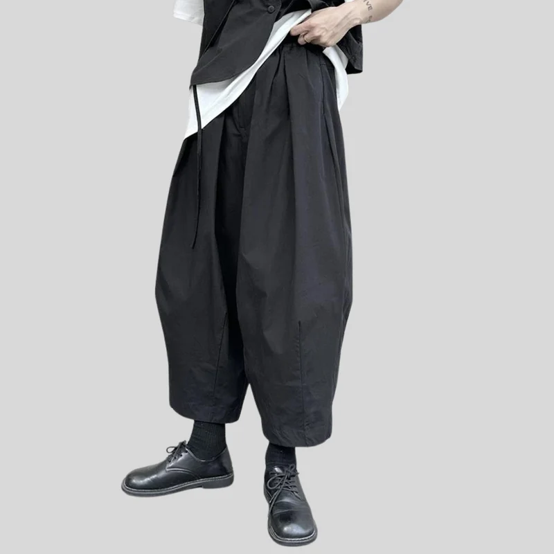 Casual Minimal Goth Clown Style Puffed Capri Trousers