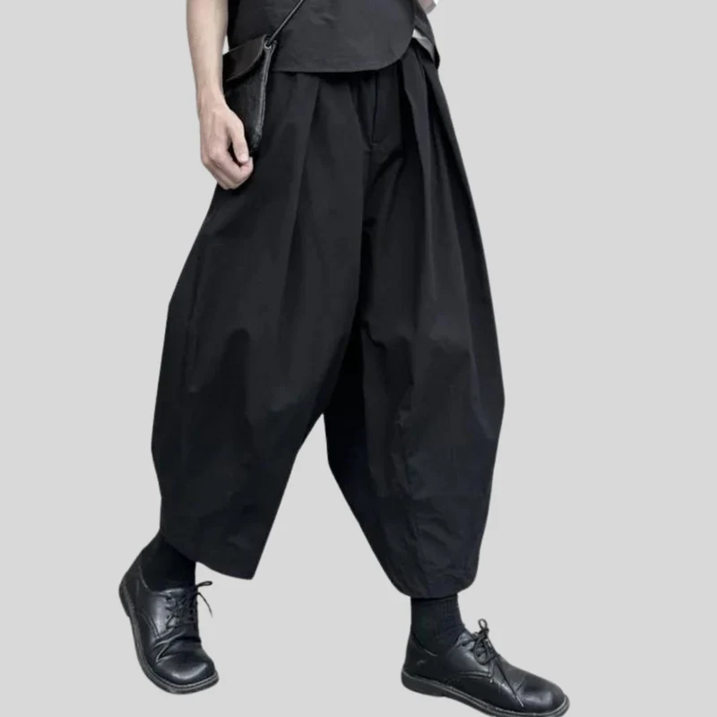 Casual Minimal Goth Clown Style Puffed Capri Trousers