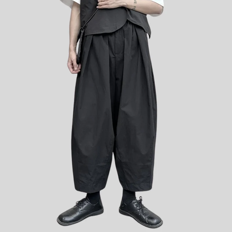 Casual Minimal Goth Clown Style Puffed Capri Trousers