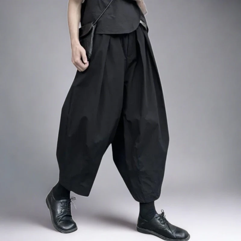 Casual Minimal Goth Clown Style Puffed Capri Trousers