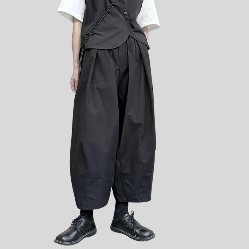Casual Minimal Goth Clown Style Puffed Capri Trousers
