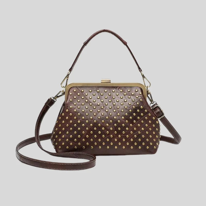 Vintage Clutch Bag with Rivets