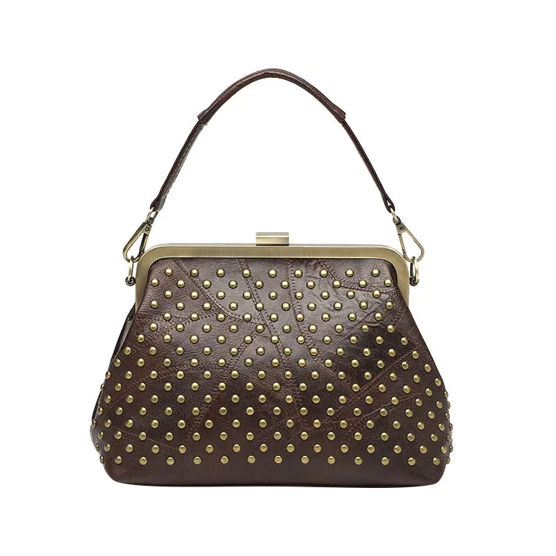 Vintage Clutch Bag with Rivets