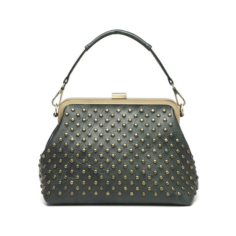 Vintage Clutch Bag with Rivets