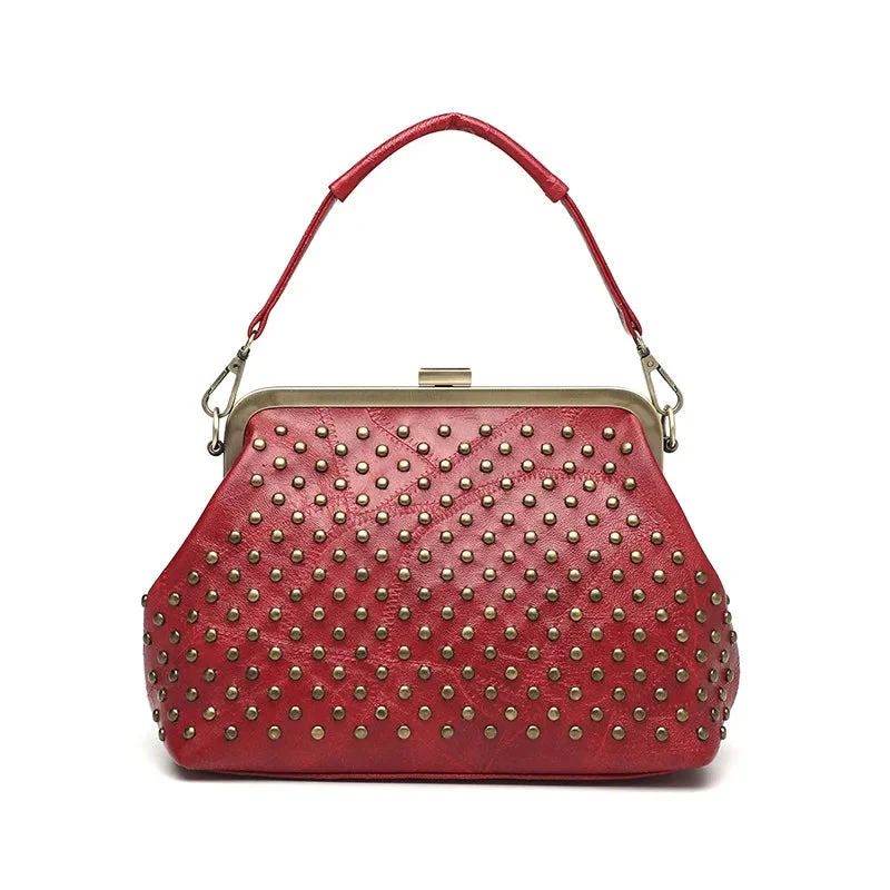 Vintage Clutch Bag with Rivets