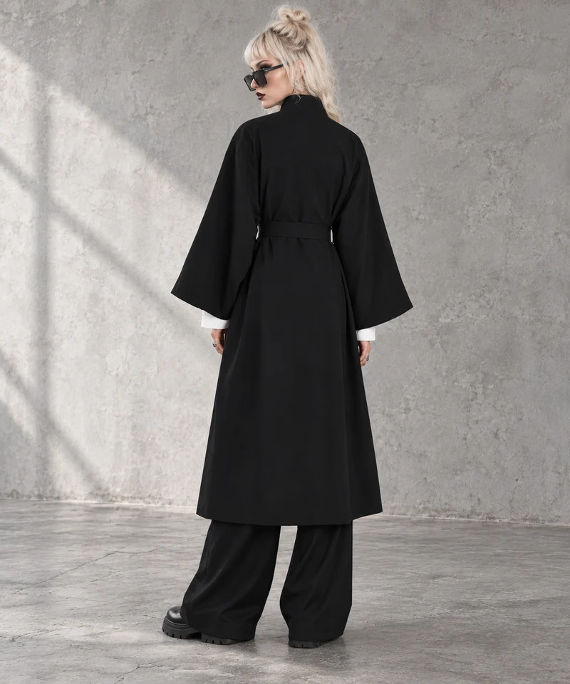 Casual Minimal Goth Irregular Design Trench Coat