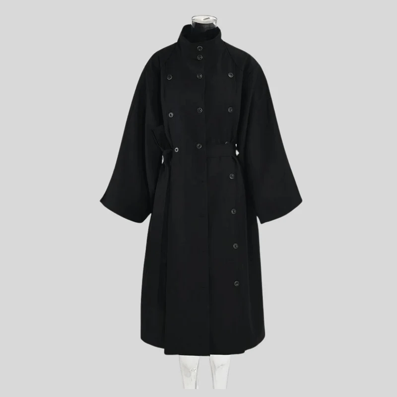 Casual Minimal Goth Irregular Design Trench Coat