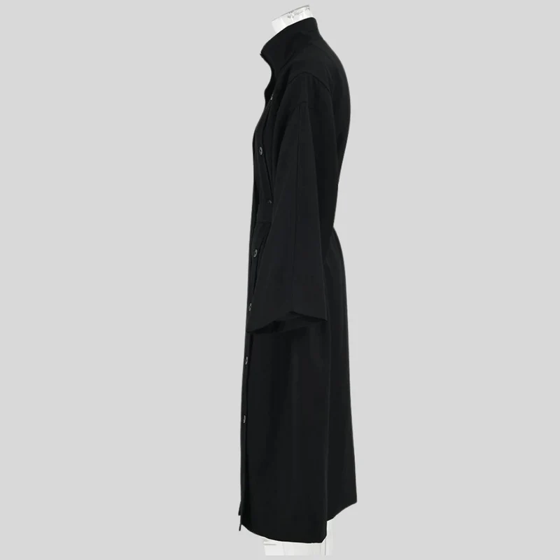 Casual Minimal Goth Irregular Design Trench Coat