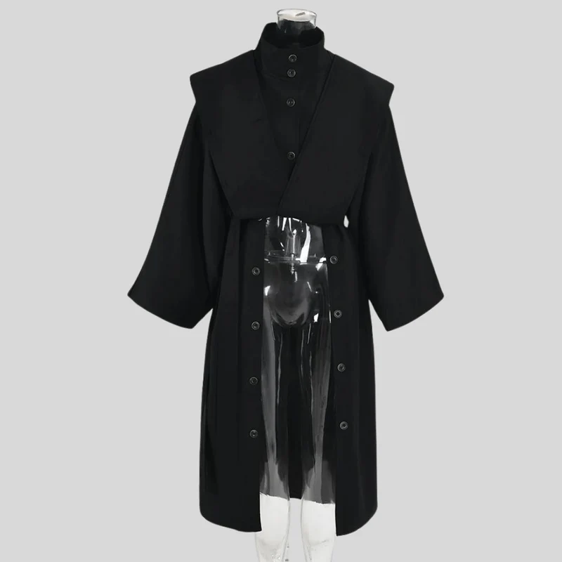 Casual Minimal Goth Irregular Design Trench Coat