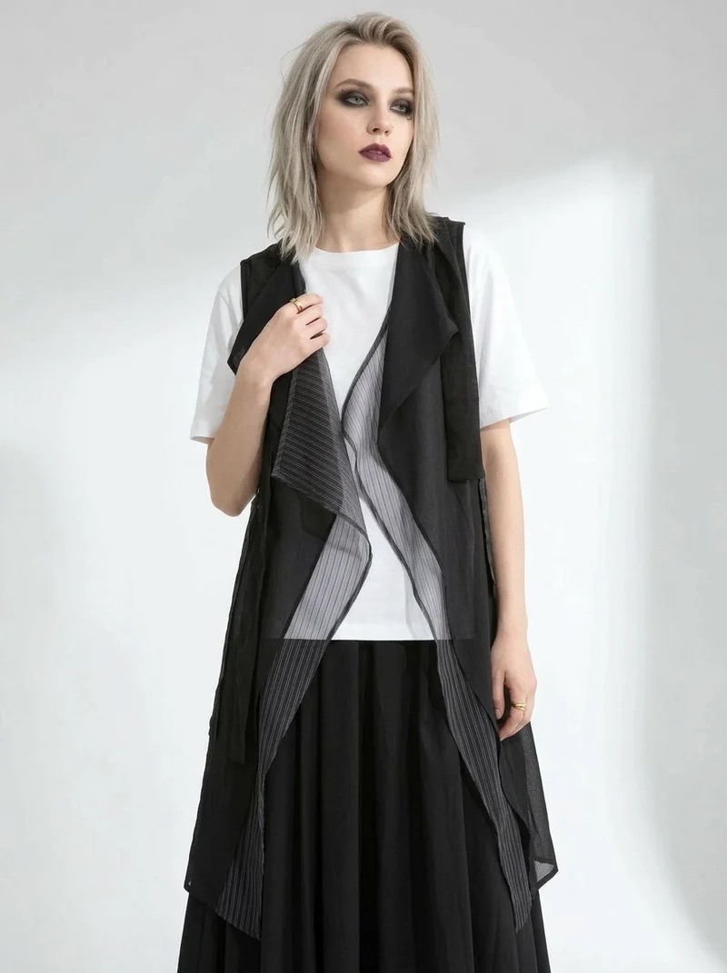 Layered Asymmetric Vest – Minimal Goth Utility