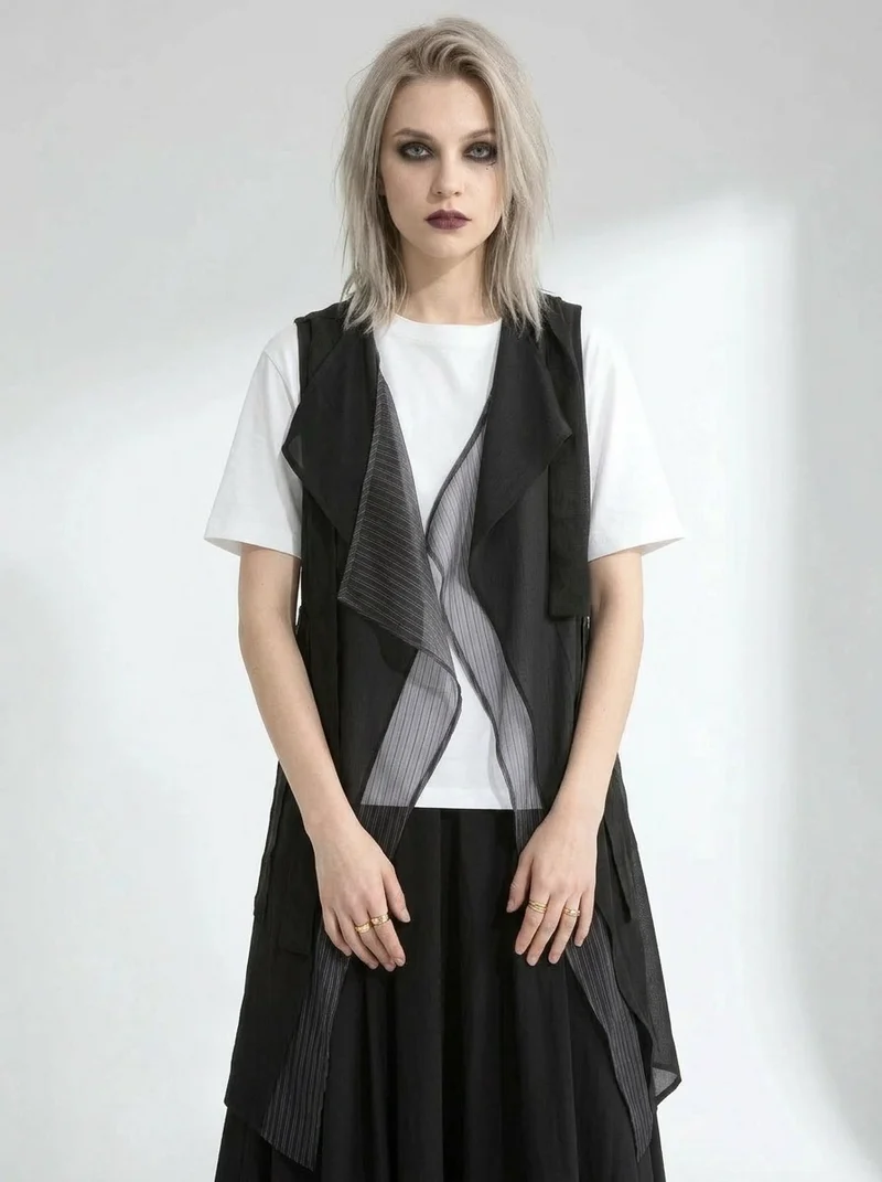 Layered Asymmetric Vest – Minimal Goth Utility