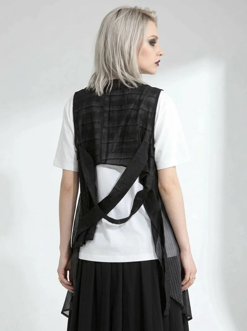 Layered Asymmetric Vest – Minimal Goth Utility