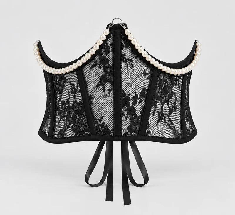 Pearl Lace Corset White Belt