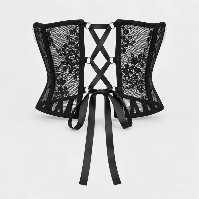 Pearl Lace Corset White Belt