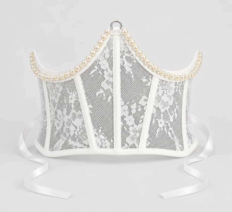 Pearl Lace Corset White Belt