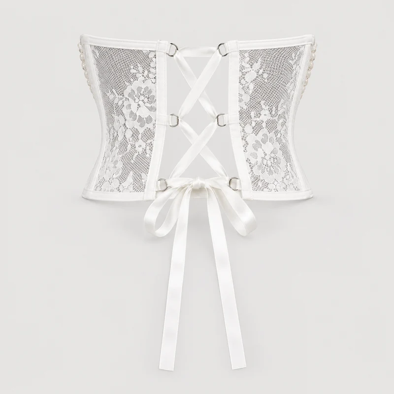 Pearl Lace Corset White Belt