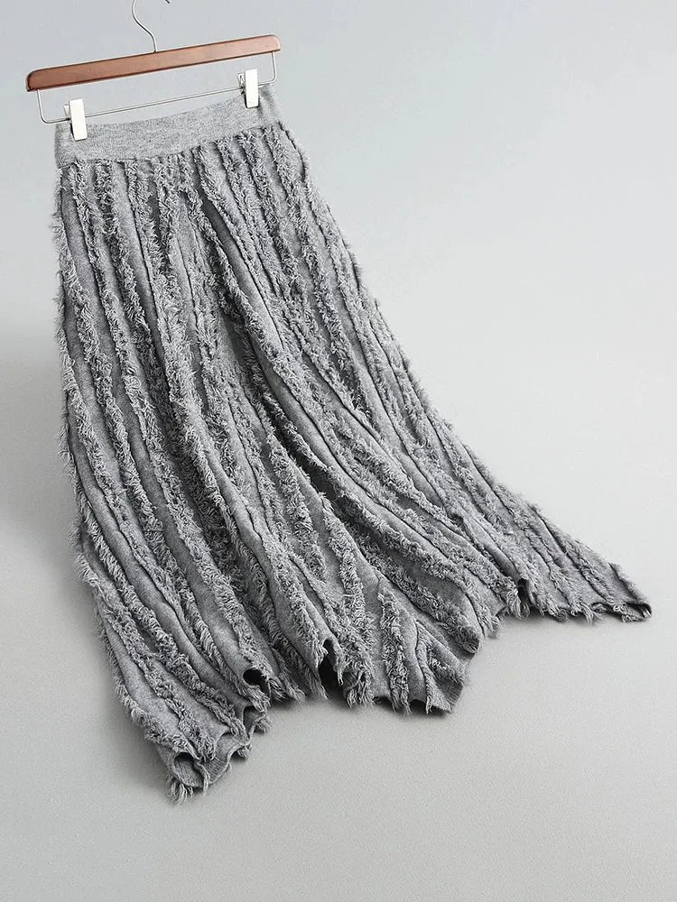 Textured Minimalist Skirt – Washed Grey