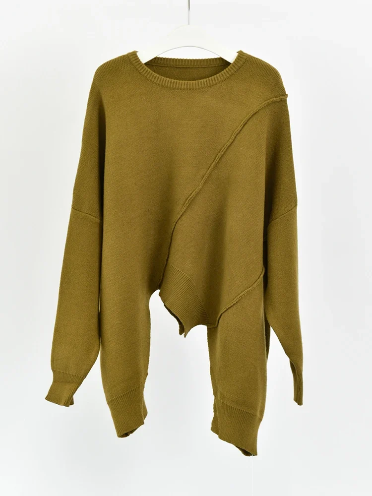 Mustard Asymmetrical Oversized Sweater