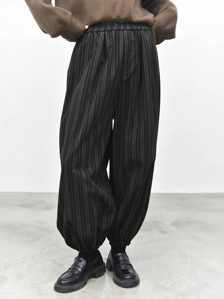 Black Striped Relaxed Balloon Trousers