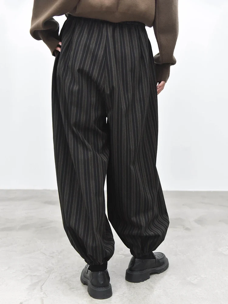 Black Striped Relaxed Balloon Trousers