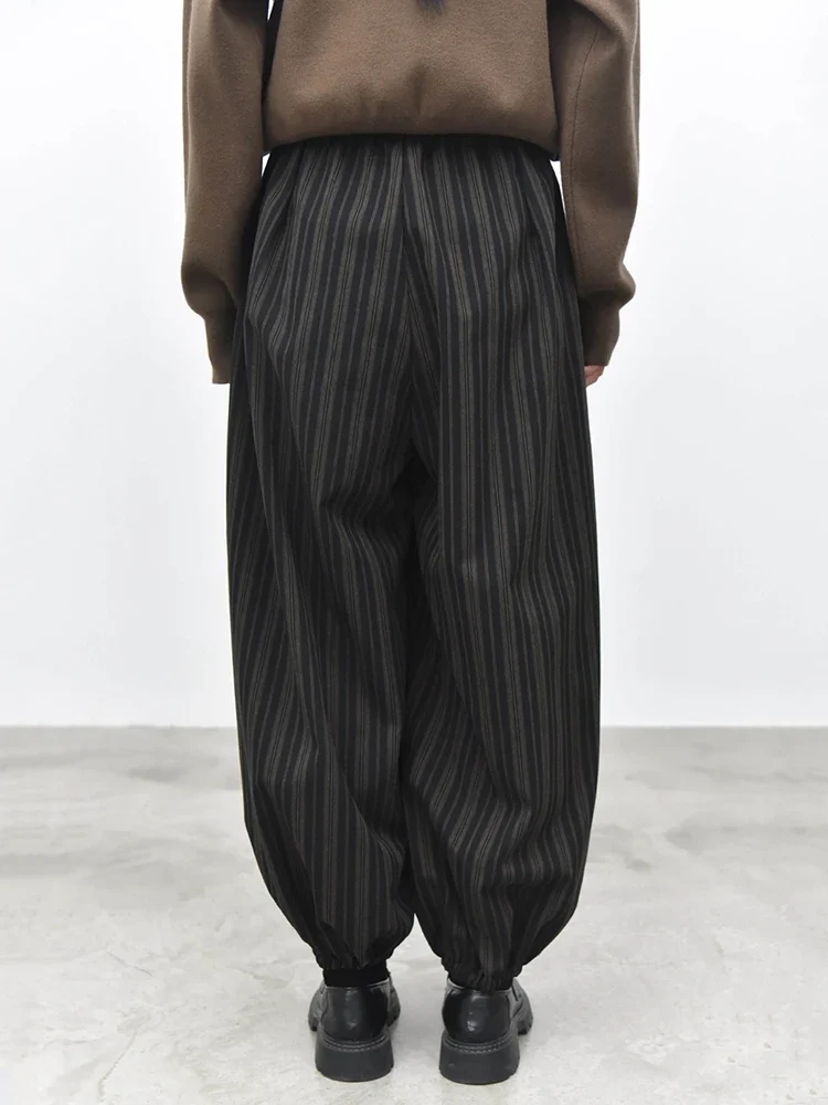 Black Striped Relaxed Balloon Trousers