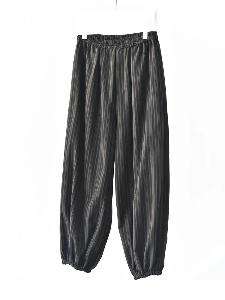 Black Striped Relaxed Balloon Trousers