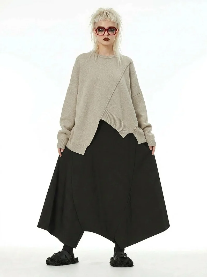 Oatmeal Asymmetrical Oversized Sweater
