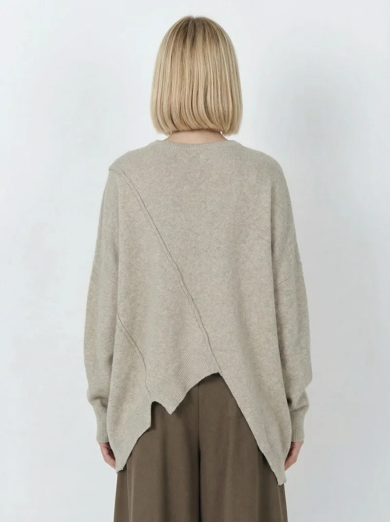 Oatmeal Asymmetrical Oversized Sweater