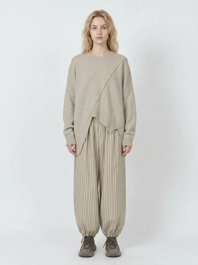 Oatmeal Asymmetrical Oversized Sweater