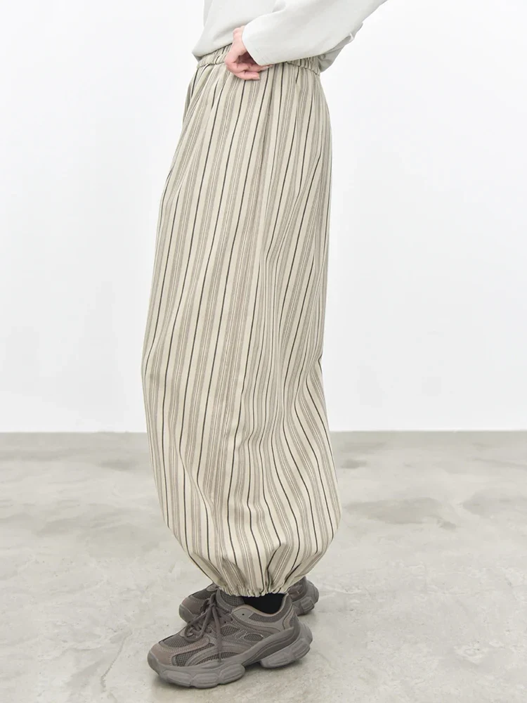 Sand Striped Relaxed Balloon Trousers