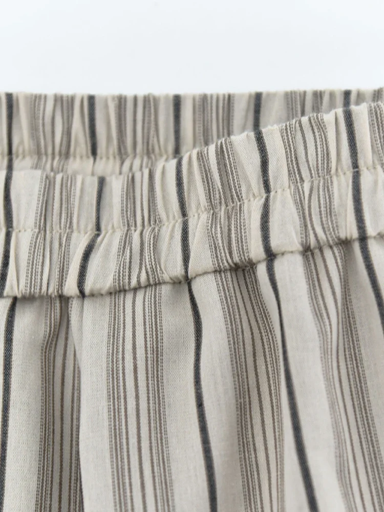 Sand Striped Relaxed Balloon Trousers