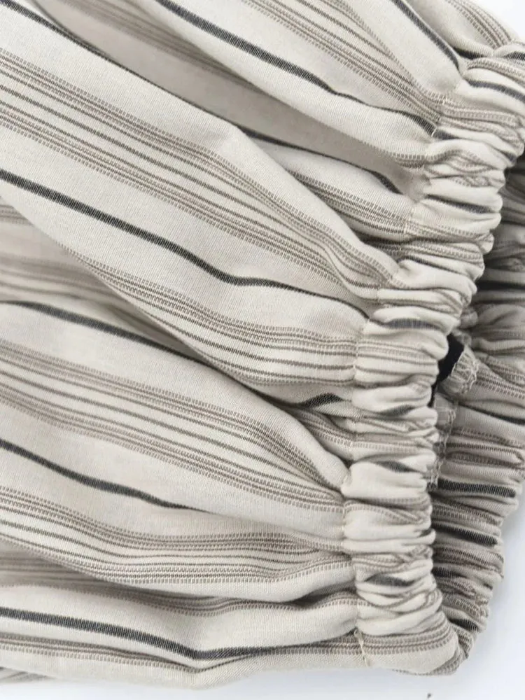 Sand Striped Relaxed Balloon Trousers
