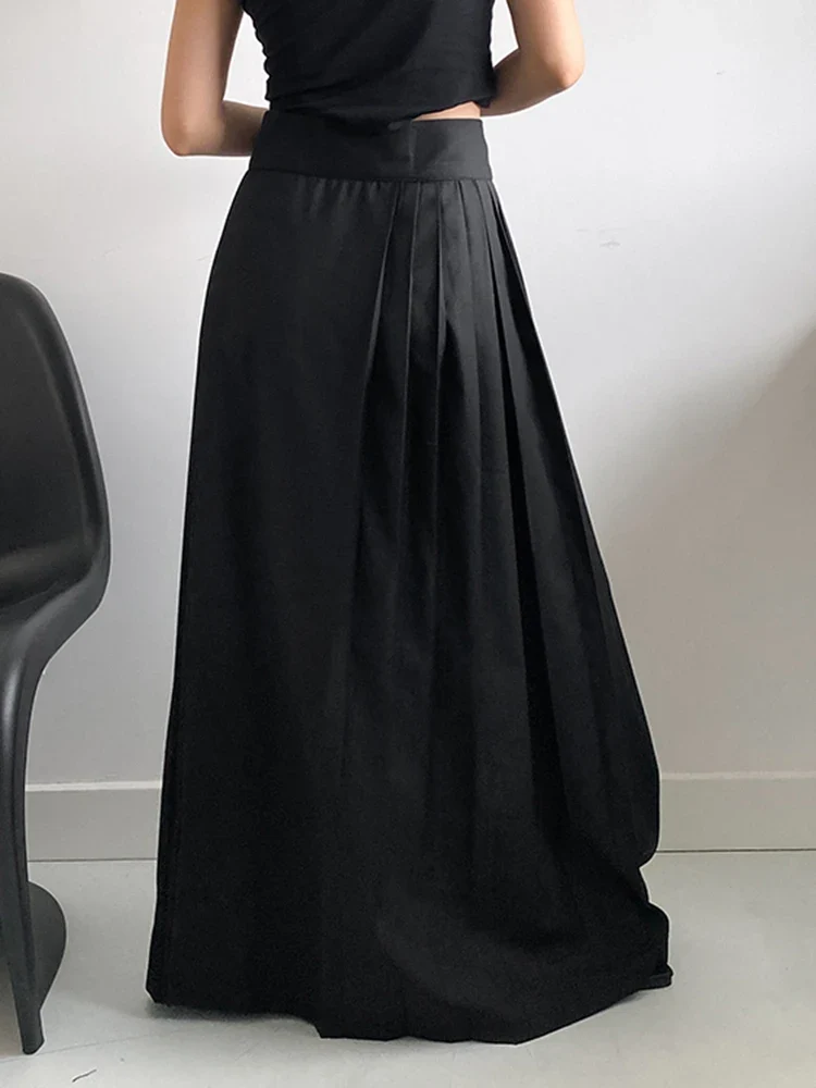 Bamboo Embroidered Gothic Wrap Skirt - Shadow Black