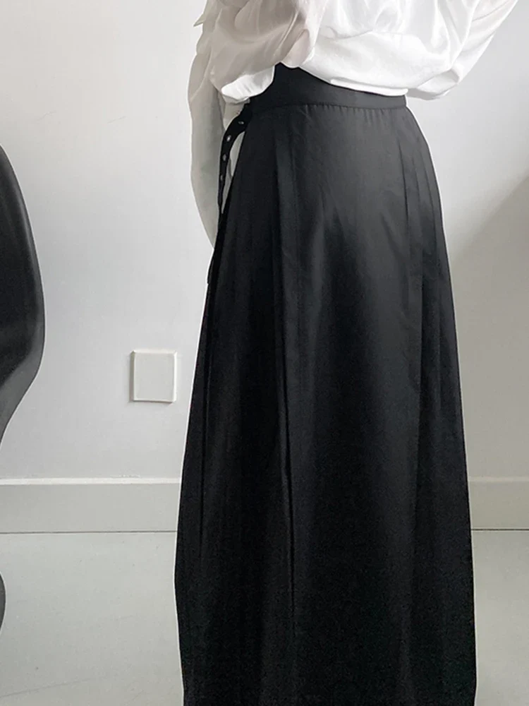 Bamboo Embroidered Gothic Wrap Skirt - Shadow Black
