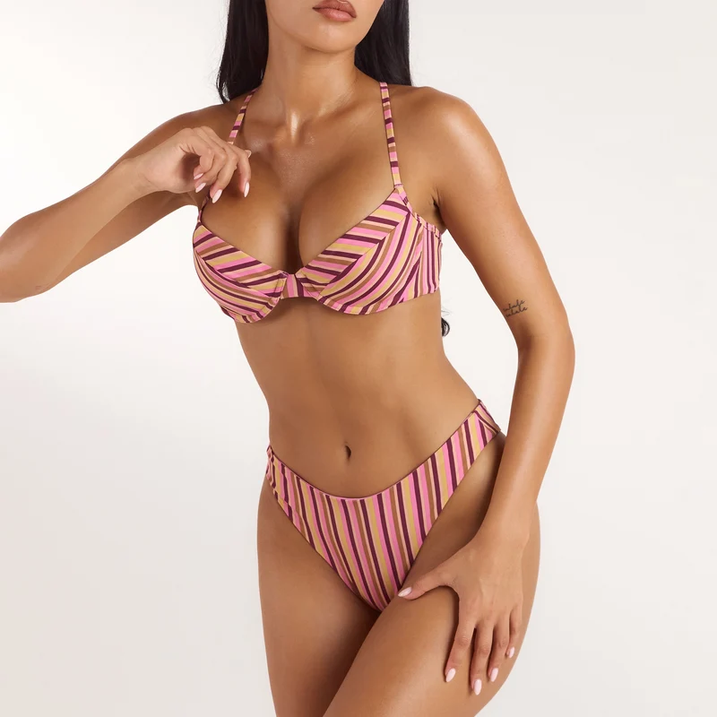 Sunstripe Bikini BH - Retro-Streifen