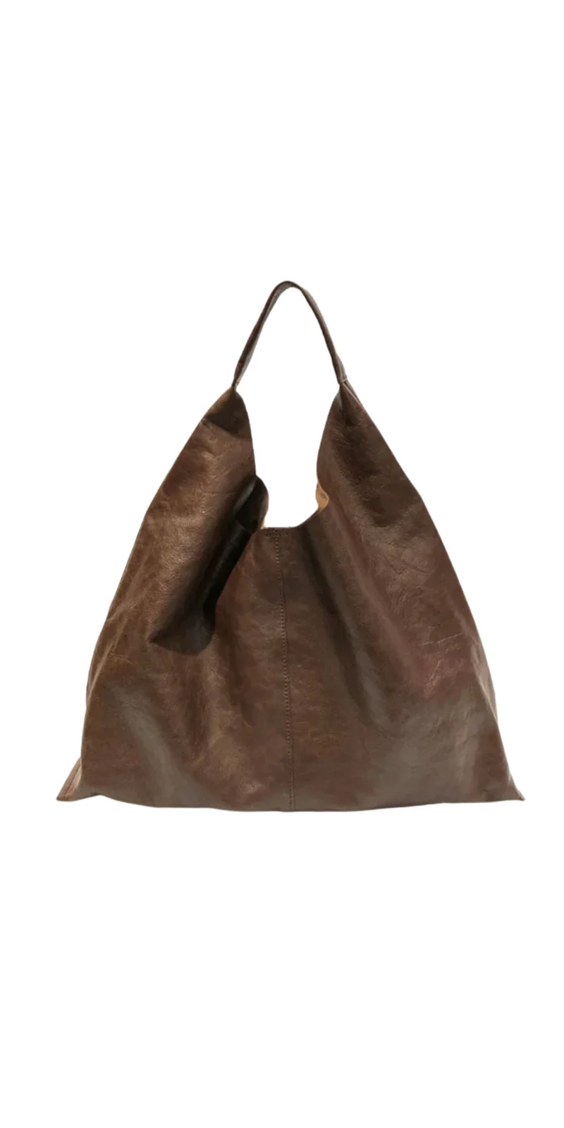 Soft Natural Leather Hobo Bag – Brown Cowhide Edition
